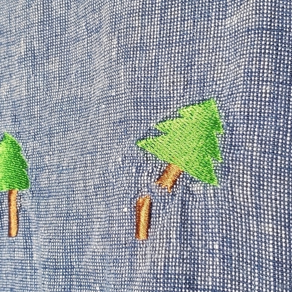 Loopy Environmentally Friendly Christmas Tree Holiday Linen Mini Dress - Picture 5 of 11